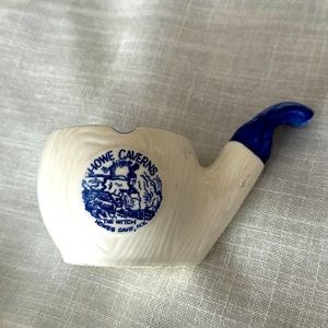 White and blue ceramic pipe ashtray gift for Father’s Day ?